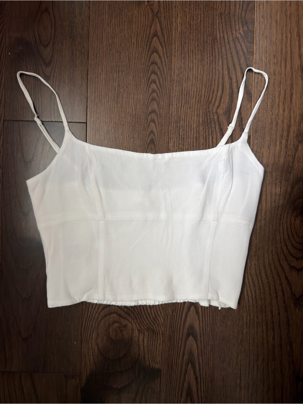 Aritzia Wilfred White Spaghetti Strap Crop Top